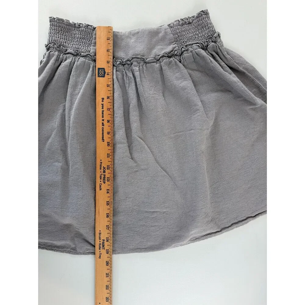 Mimi Chica Women's Pull On Smocked Waistband Skirt Gray Cotton Size XS